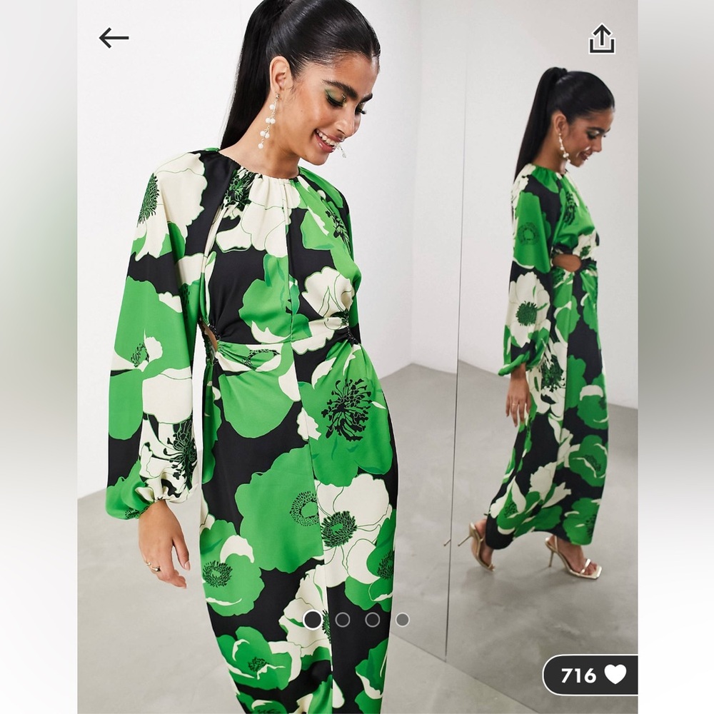 ASOS Green and White Floral Maxi Dress